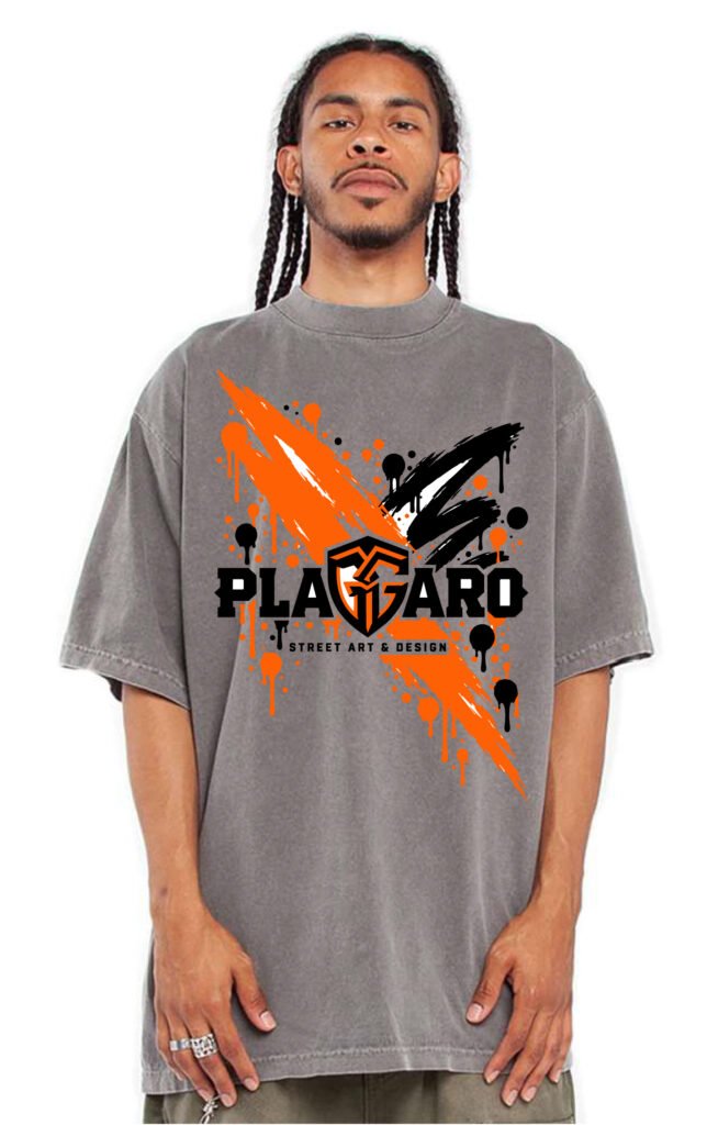 Playera streetwear PLAGGARO Kingpin gris cemento