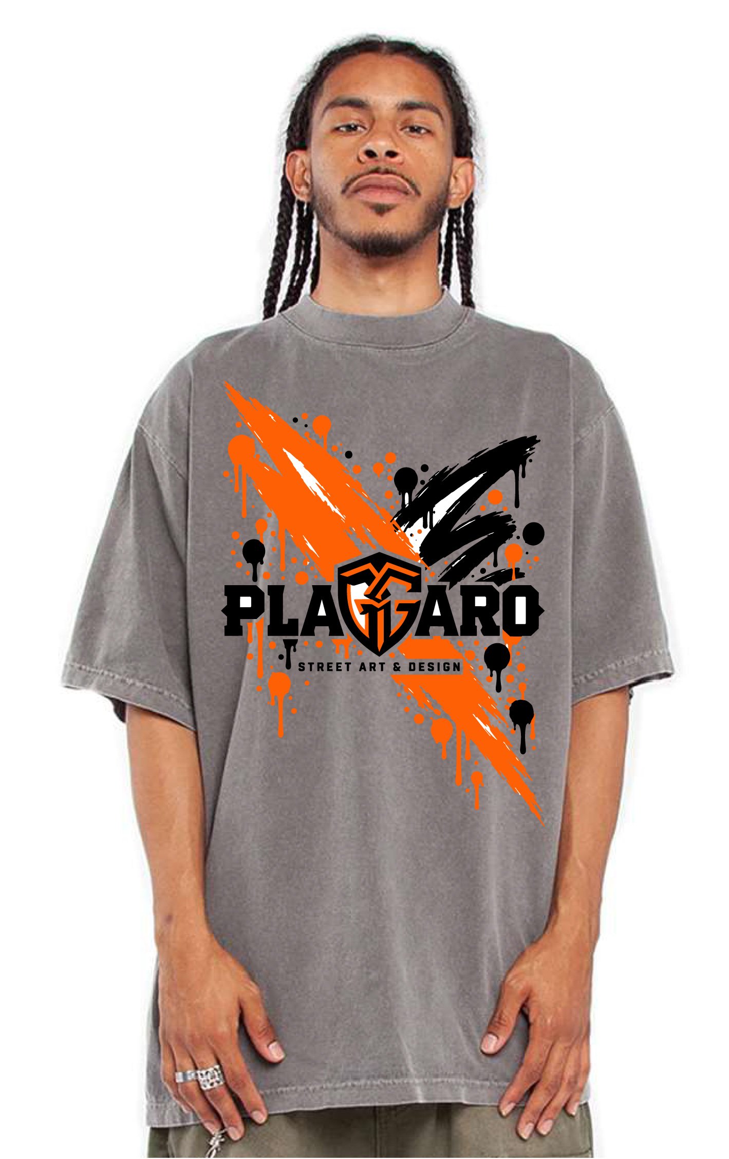 Playera streetwear PLAGGARO Kingpin gris cemento